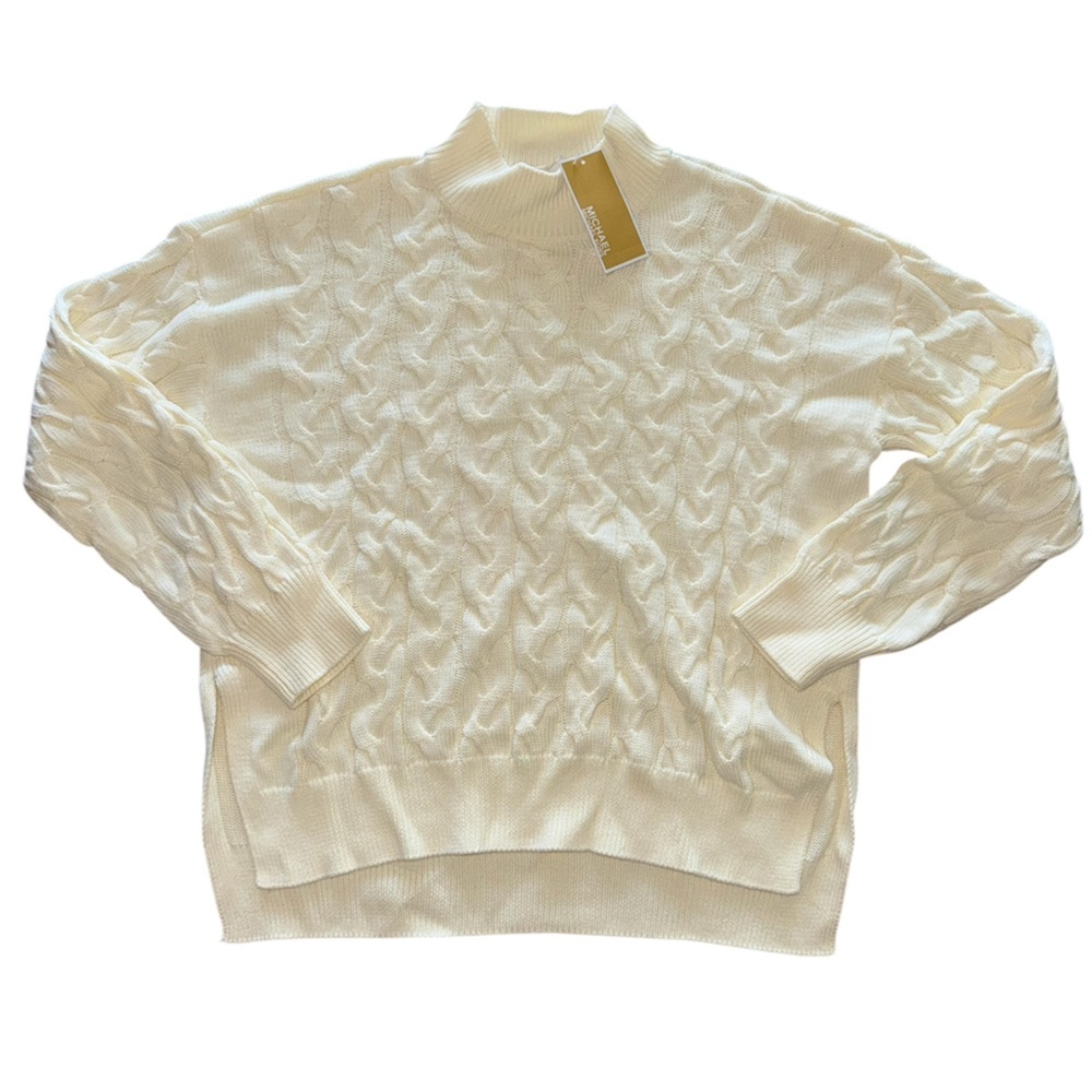 NWT Michael Kors Cream Knit Mock Neck Sweater M